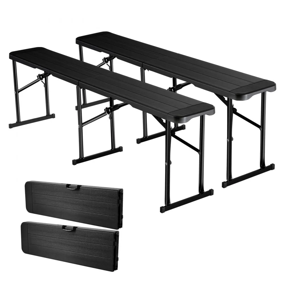 VEVOR Plastic Folding Bench Black 2 PCS product image 1