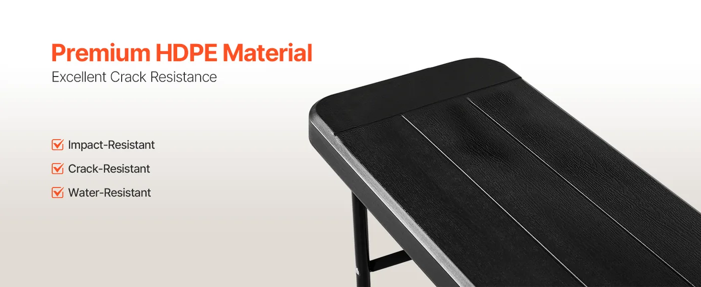 VEVOR Plastic Folding Bench Black 2 PCS Tear-Resistant
