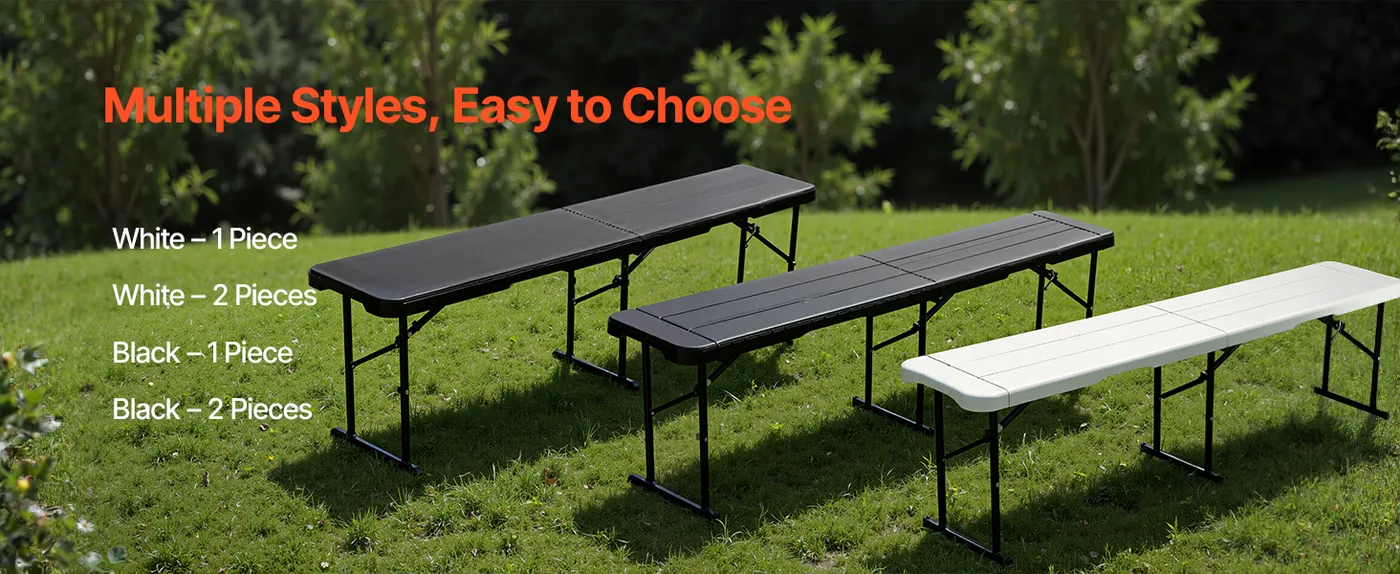 VEVOR Plastic Folding Bench Black 2 PCS Multiple Styles