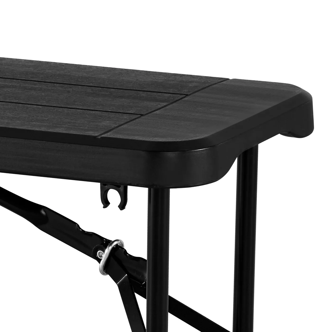 VEVOR Plastic Folding Bench Black 2 PCS HDPE Material