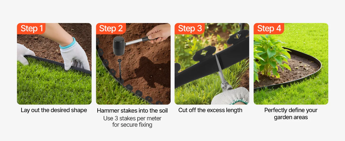 VEVOR Landscape Edging 1.5 inch x 100 ft Easy Installation