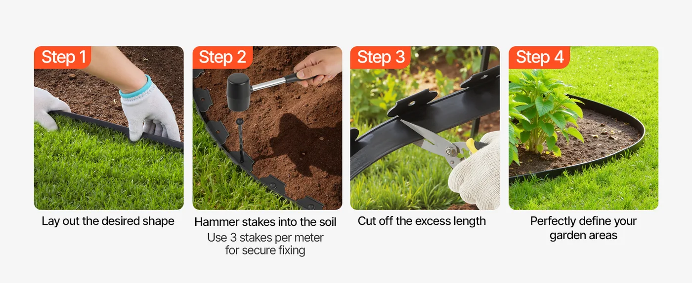 VEVOR Landscape Edging 2 inch x 20 ft Easy Installation