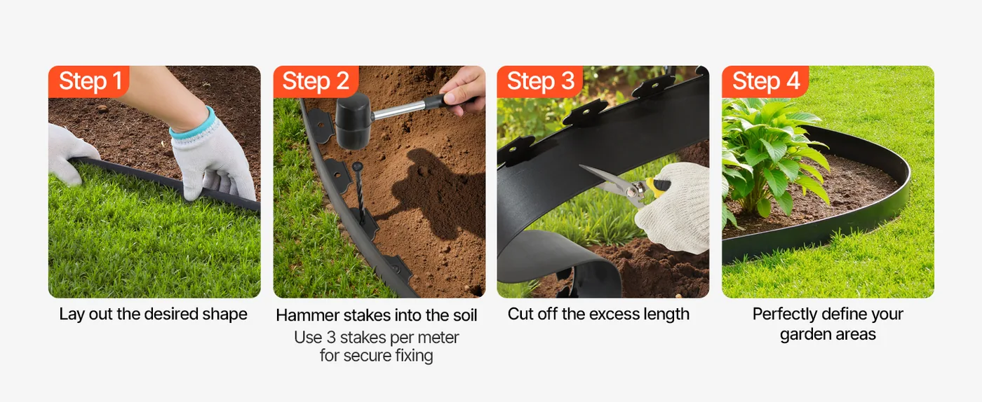 VEVOR Landscape Edging 4 inch x 33 ft Easy Installation