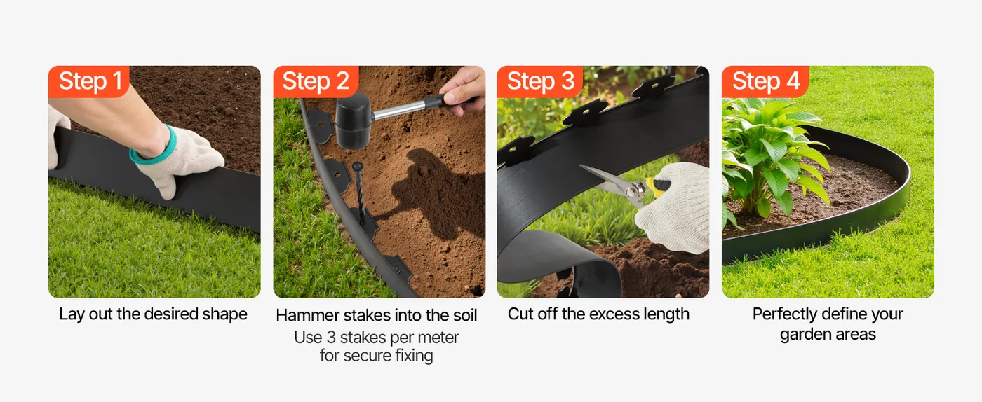 VEVOR Landscape Edging 4 inch x 66 ft Easy Installation