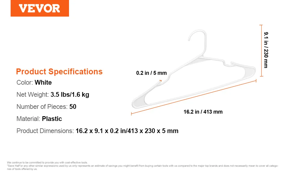 VEVOR Hangers White - Plastic feature 5