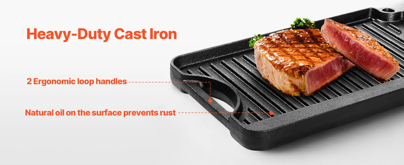 VEVOR Reversible Grill/Griddle 14 x 8.5 in Quality Material