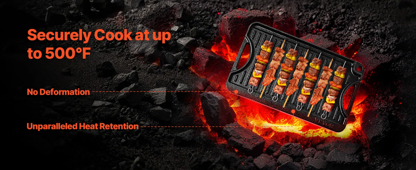 VEVOR Reversible Grill/Griddle 14 x 8.5 in Resist to High Temp.