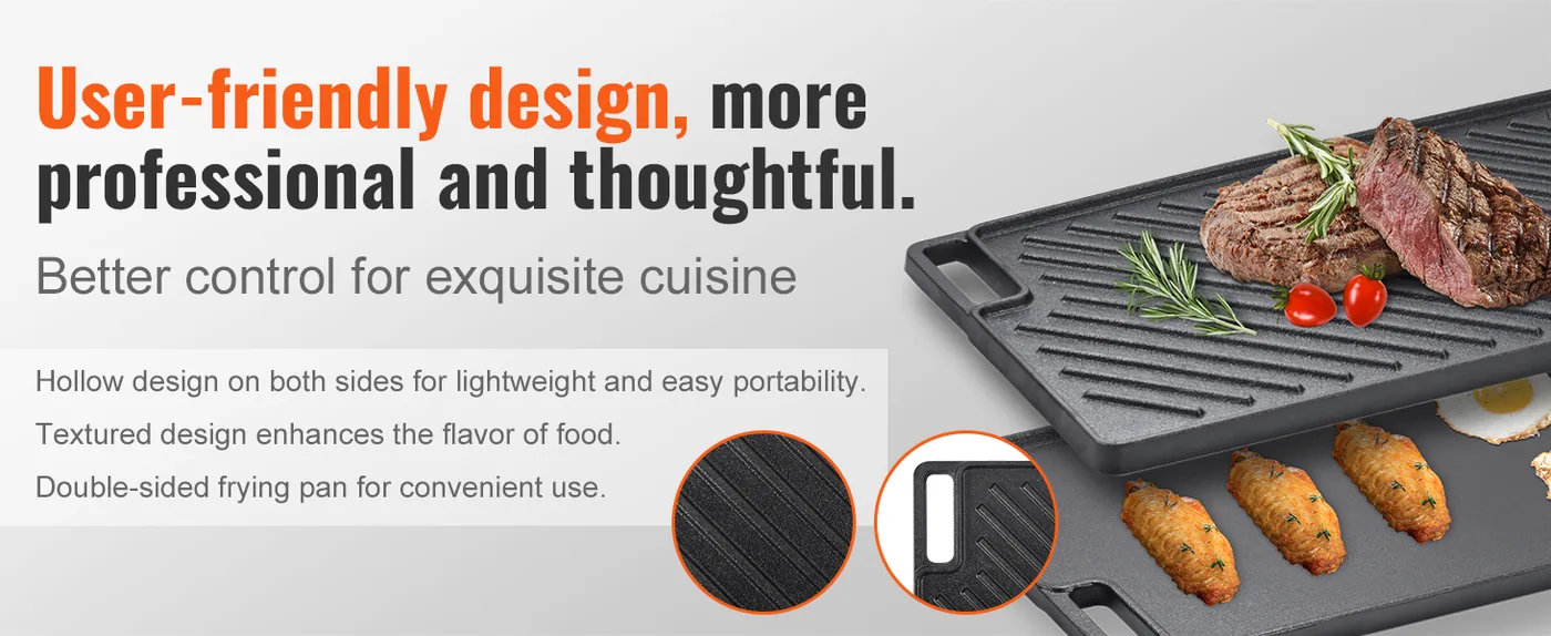 VEVOR Reversible Grill/Griddle 16.7 x 9.7 in feature 3