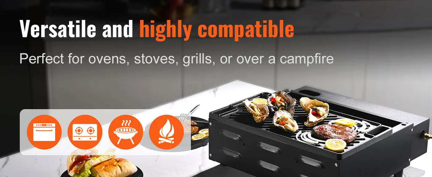 VEVOR Reversible Grill/Griddle 16.7 x 9.7 in feature 4