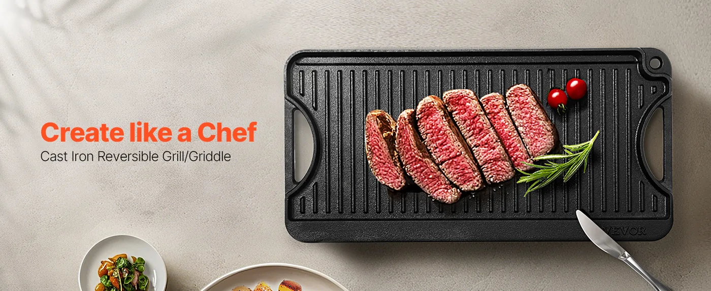 VEVOR Reversible Grill/Griddle 20 x 10 in overview