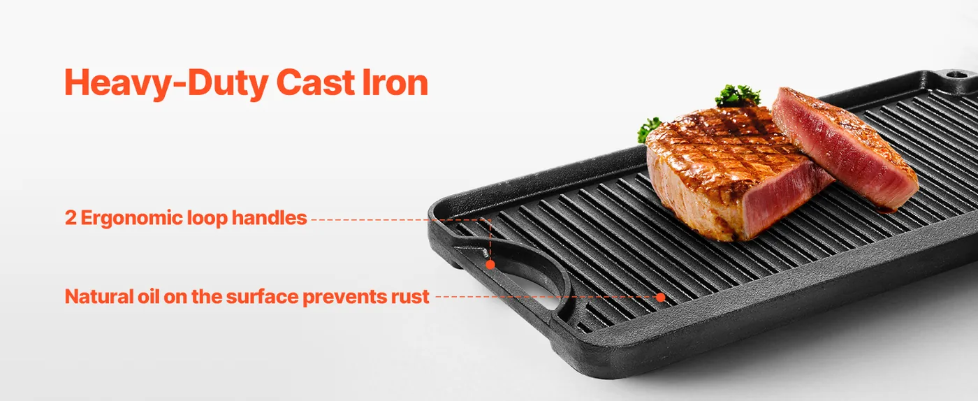 VEVOR Reversible Grill/Griddle 20 x 10 in Quality Material