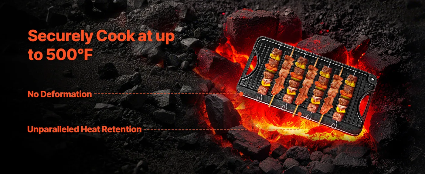 VEVOR Reversible Grill/Griddle 20 x 10 in Resist to High Temp.