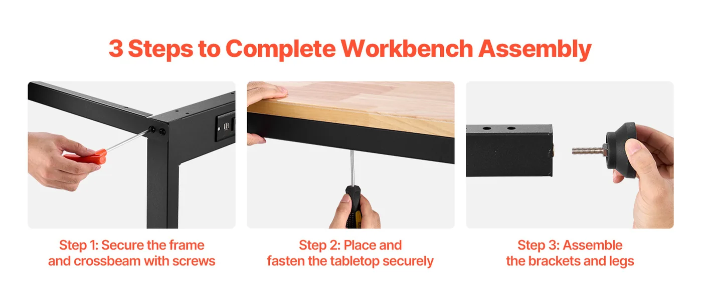 VEVOR Adjustable Workbench 48x20 inch Easy Installation