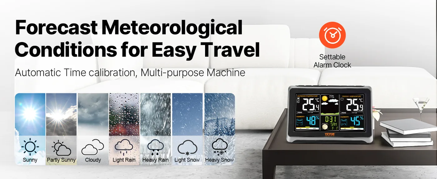 VEVOR Weather Station Indoor Outdoor 2-in-1 Sensor Wireless overview