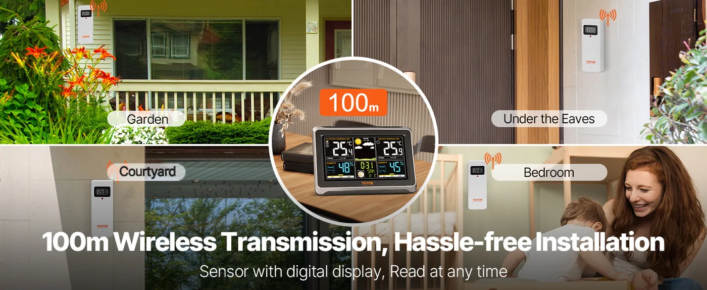 VEVOR Weather Station Indoor Outdoor 2-in-1 Sensor Wireless feature 3