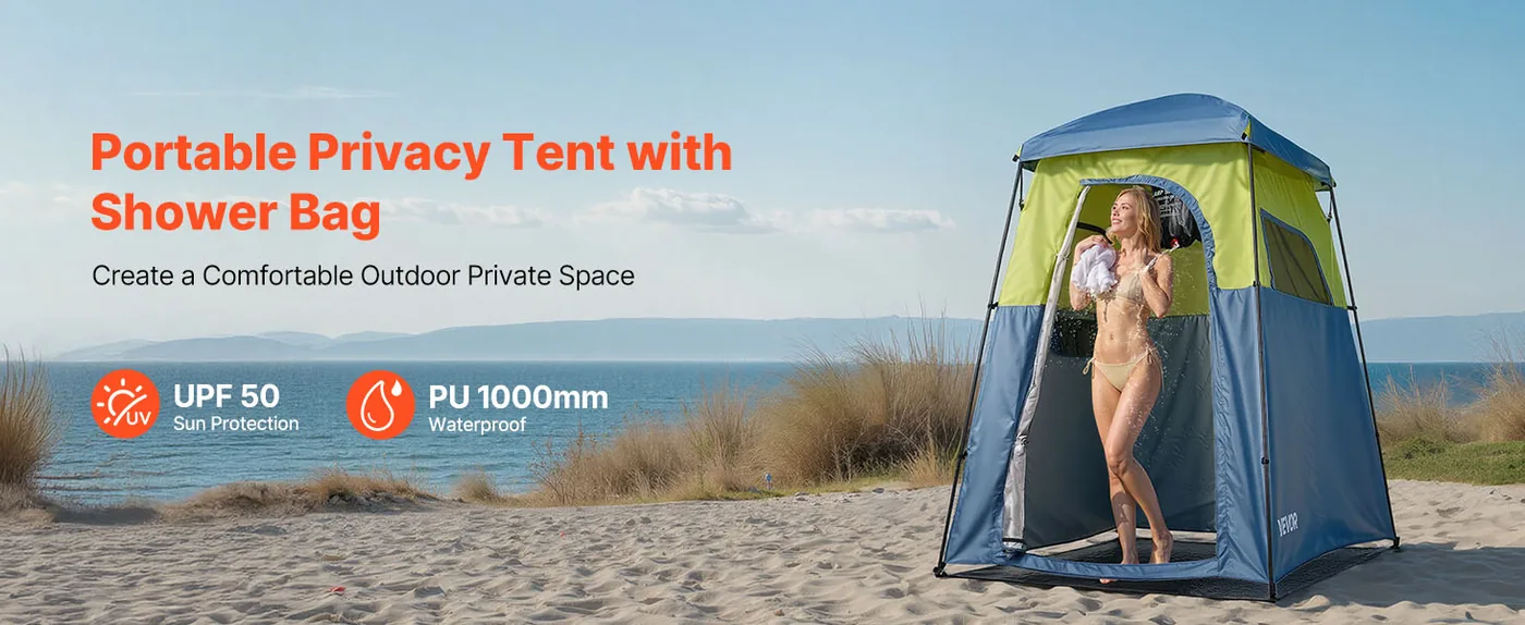 VEVOR Camping Shower Tent L66 x W66 x H86 inch Single Player overview