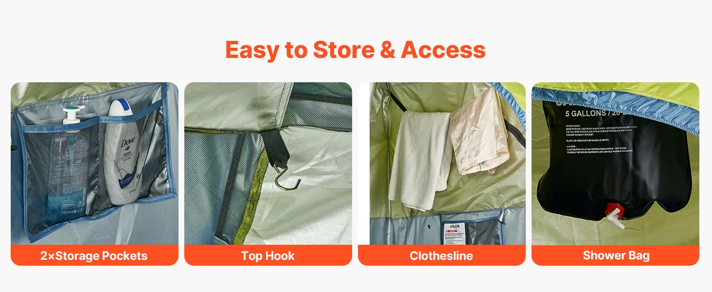 VEVOR Camping Shower Tent L66 x W66 x H86 inch Single Player feature 1