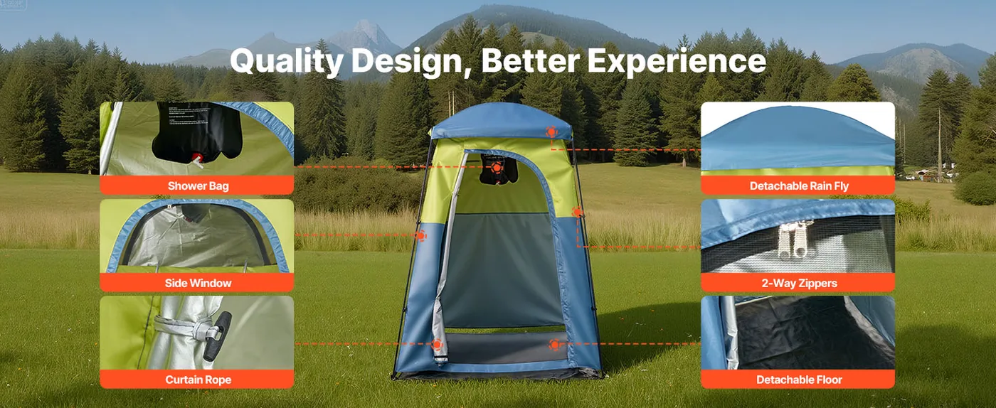 VEVOR Camping Shower Tent L66 x W66 x H86 inch Single Player feature 2