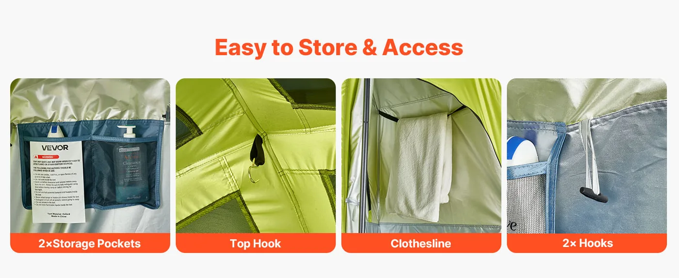 VEVOR Camping Shower Tent L84 x W42 x H84 inch Two Players feature 1