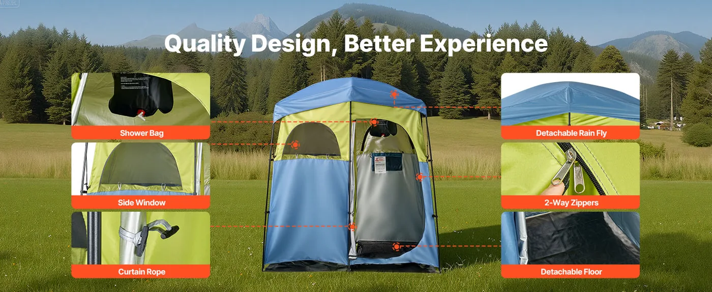 VEVOR Camping Shower Tent L84 x W42 x H84 inch Two Players feature 2
