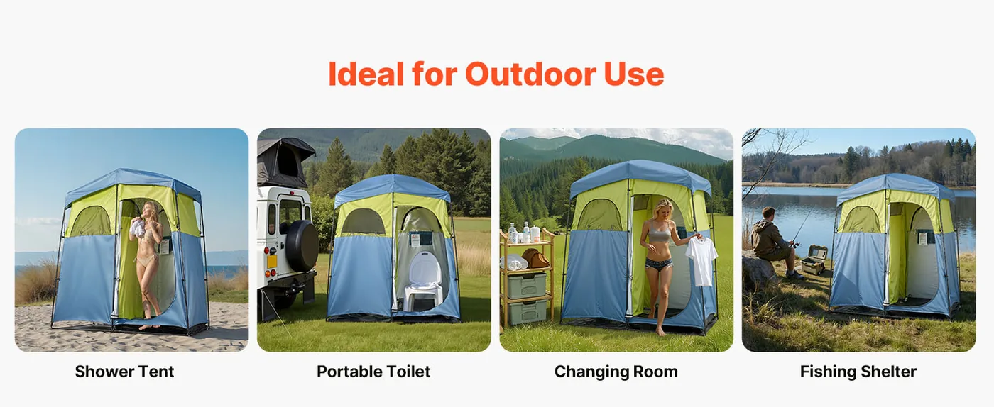 VEVOR Camping Shower Tent L84 x W42 x H84 inch Two Players feature 4