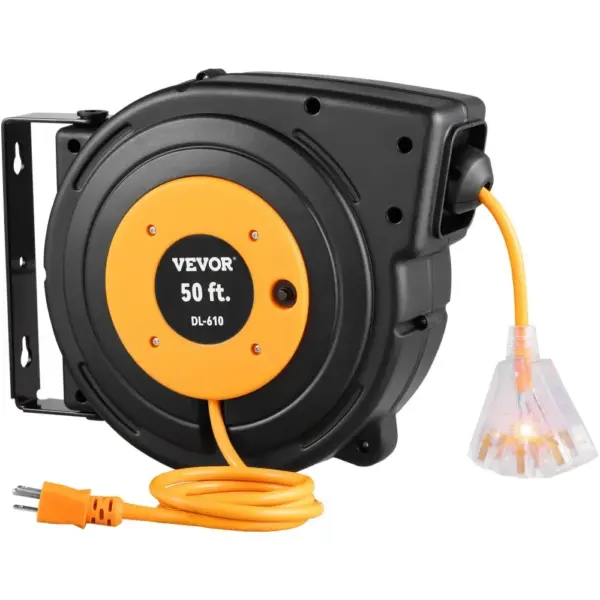 VEVOR 50ft Retractable Extension Cord Reel 14AWG/3CSJTOW Pow product image 1