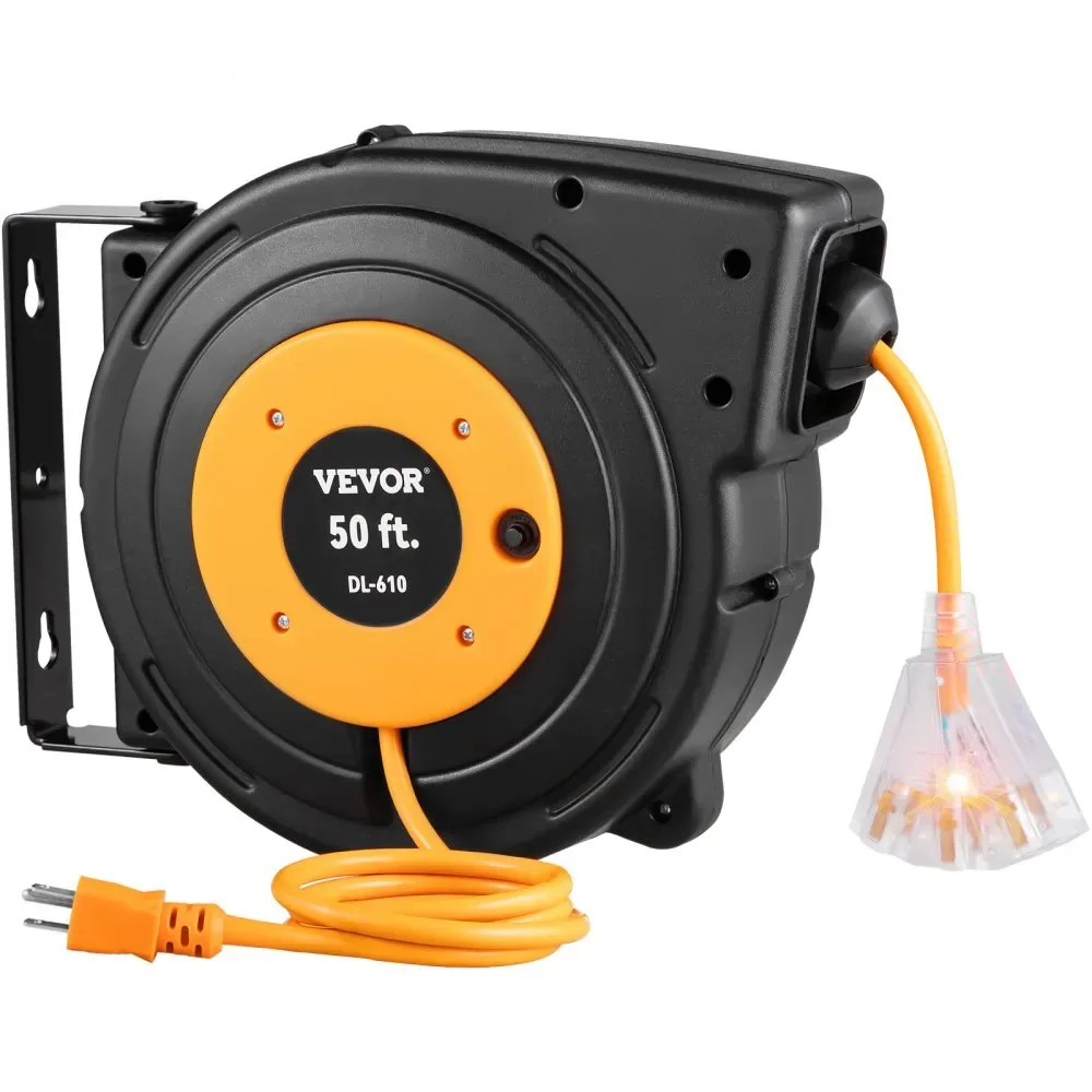 VEVOR 50ft Retractable Extension Cord Reel 14AWG/3CSJTOW Pow product image 1