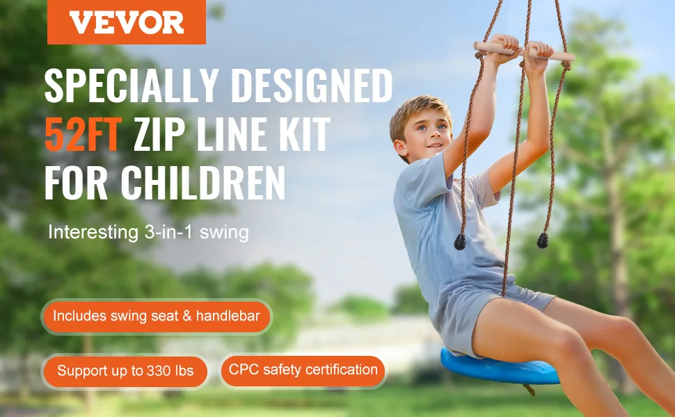 VEVOR Zipline Kit for Kids and Adult Nylon 52 ft overview