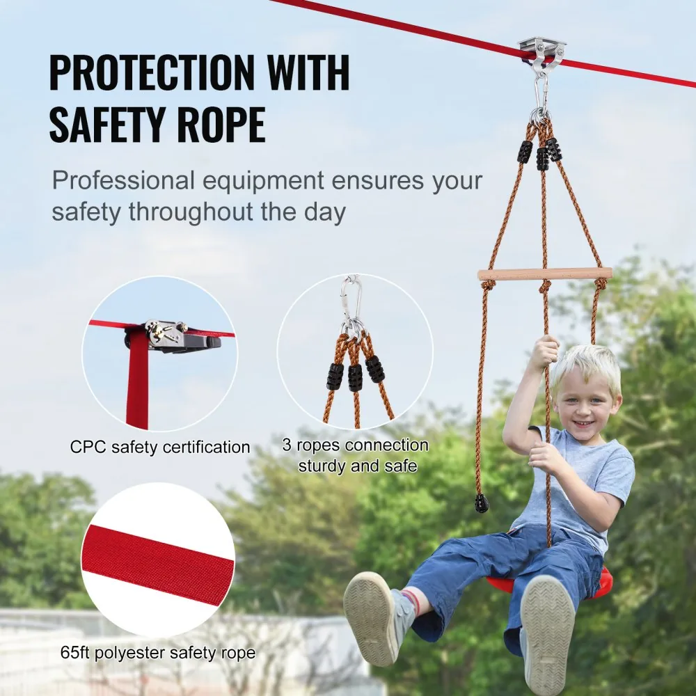 VEVOR Zipline Kit for Kids and Adult Nylon 65 ft product image 4