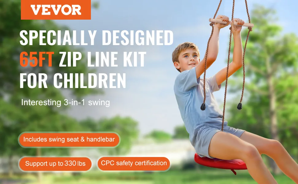 VEVOR Zipline Kit for Kids and Adult Nylon 65 ft overview