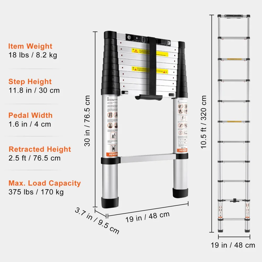 VEVOR Telescoping Ladder 10.5 ft product image 7