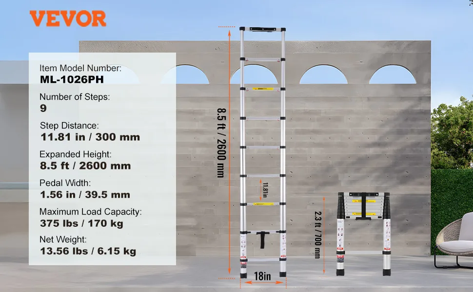 VEVOR Telescoping Ladder 8.5 ft feature 5