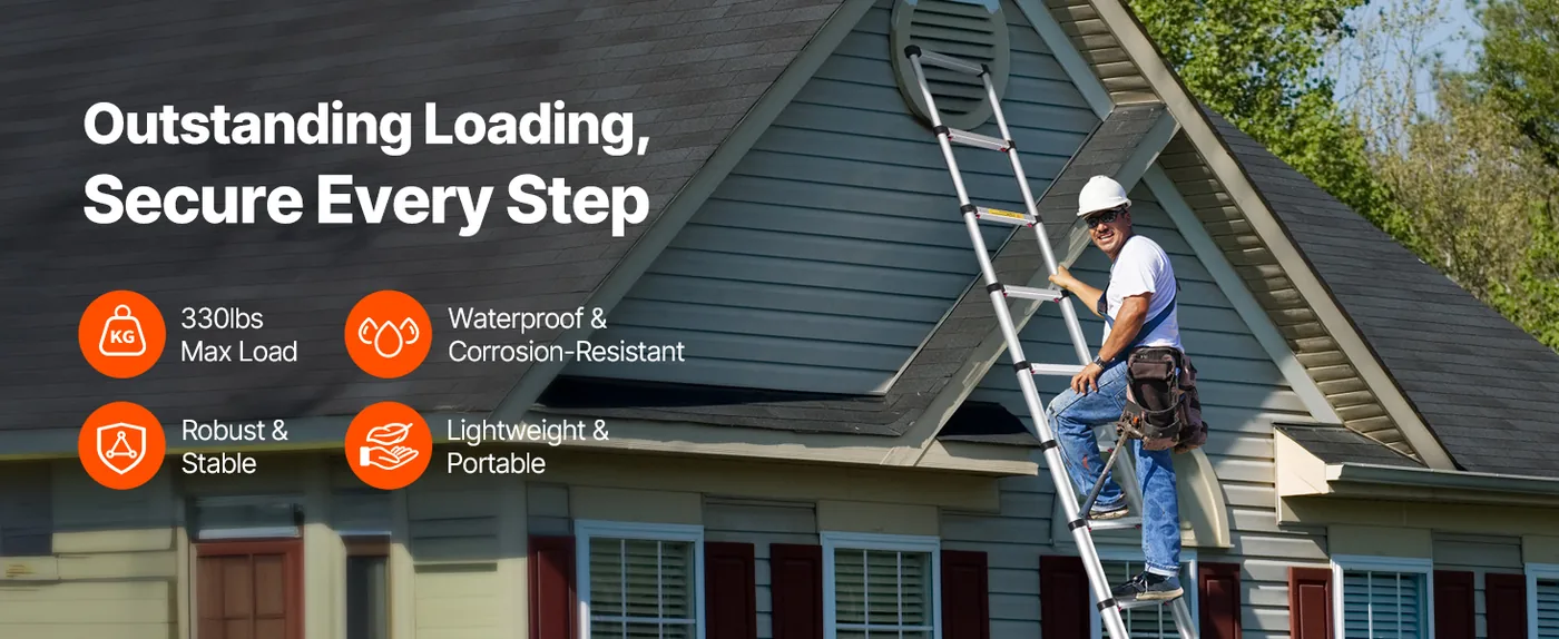 VEVOR 12.5ft Telescoping Ladder 12.5 ft overview