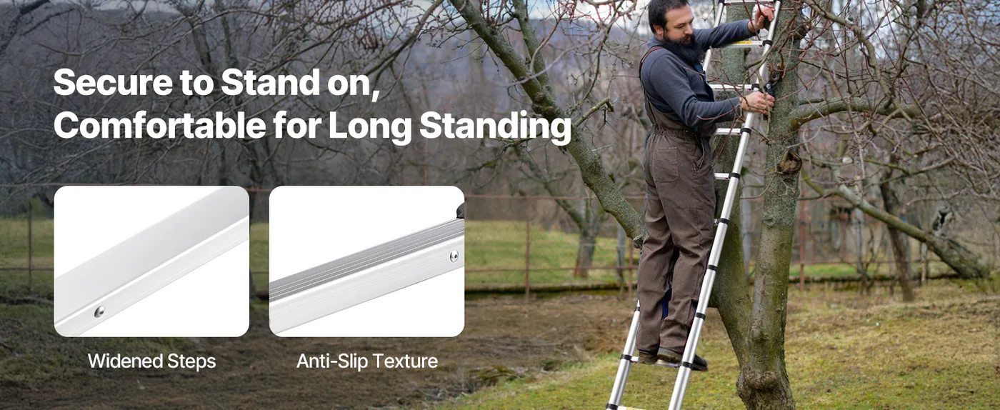 VEVOR 12.5ft Telescoping Ladder 12.5 ft Widened Steps