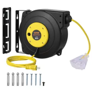 VEVOR Retractable Extension Cord Reel 50 ft Yellow+Black product image 1