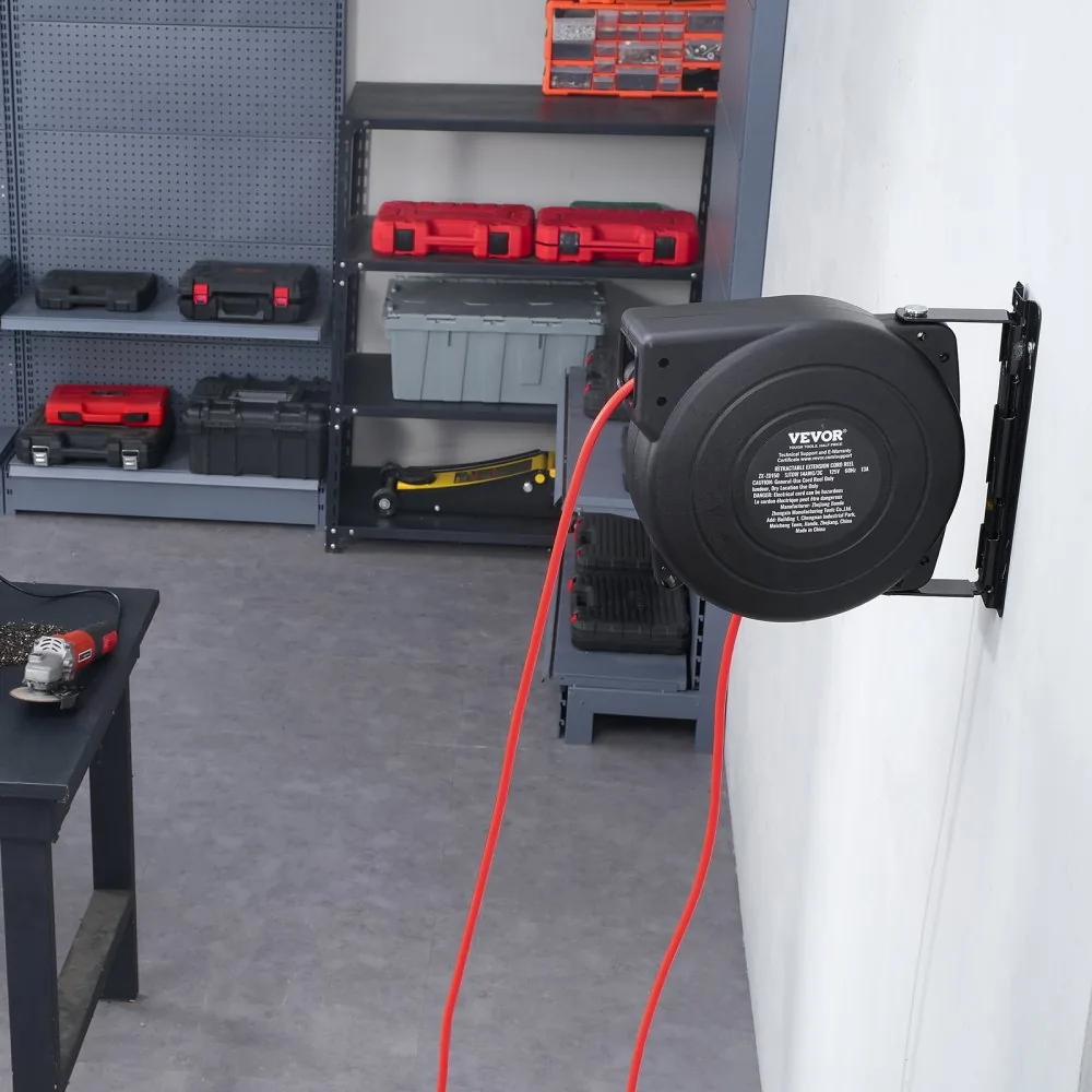 VEVOR Retractable Extension Cord Reel 50 ft Red+Black product image 8