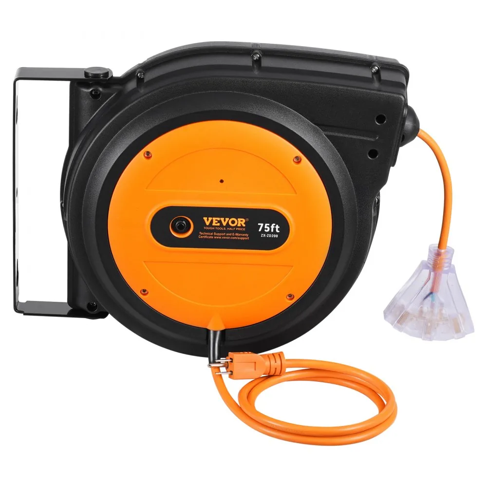 VEVOR Retractable Extension Cord Reel 75 ft Orange+Black product image 10