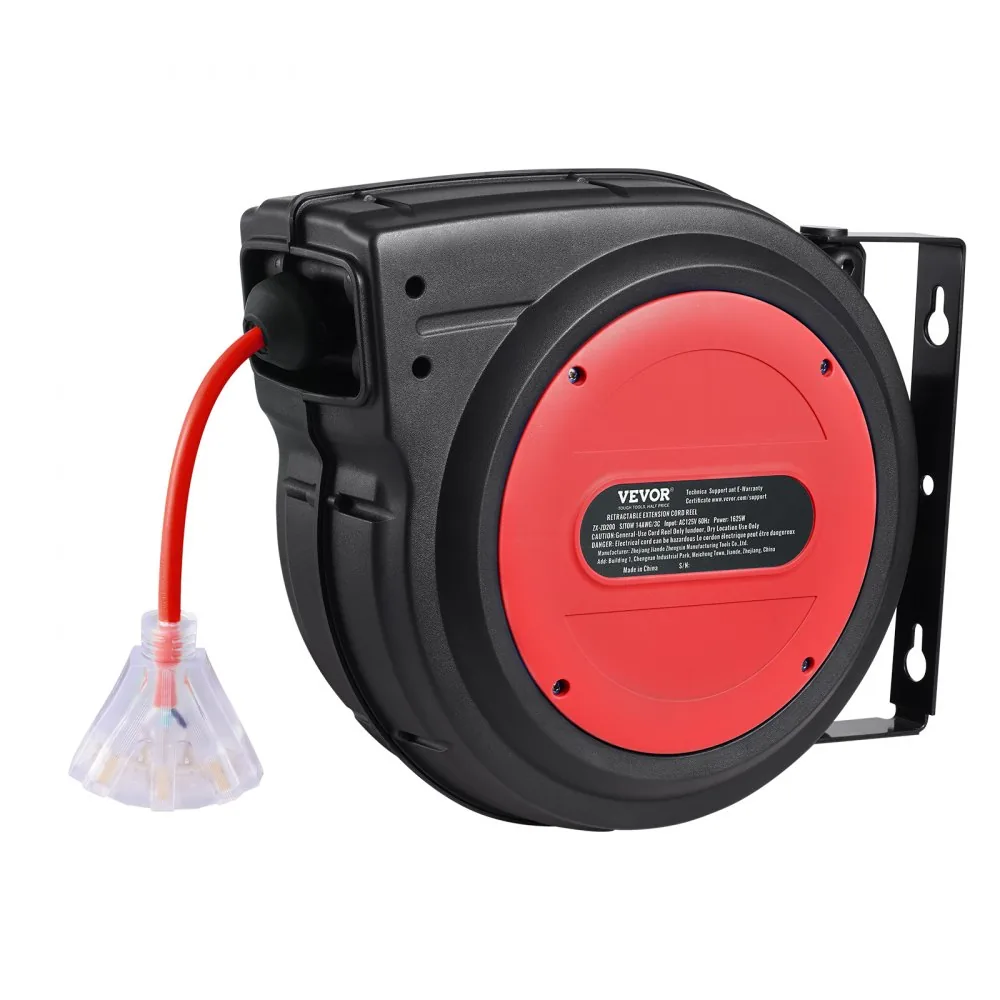VEVOR Retractable Extension Cord Reel 75 ft Red+Black product image 10