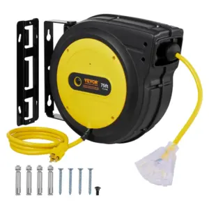 VEVOR Retractable Extension Cord Reel 75 ft Yellow+Black product image 1