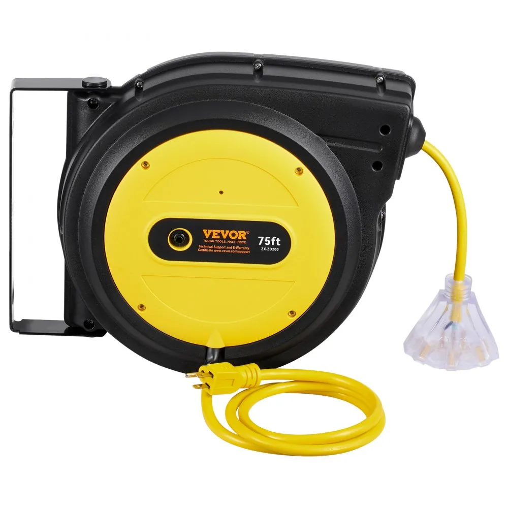 VEVOR Retractable Extension Cord Reel 75 ft Yellow+Black product image 10