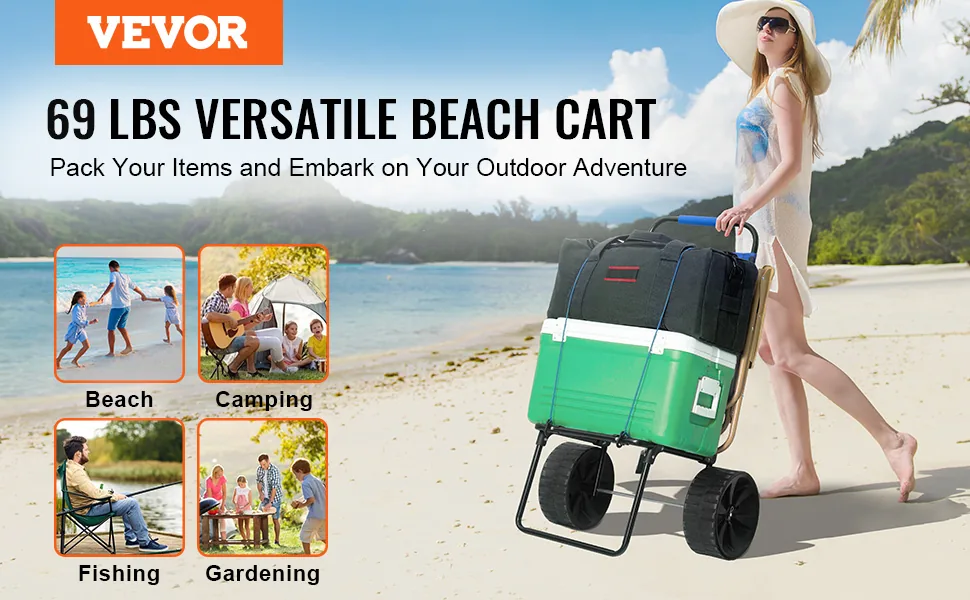 VEVOR Beach Dolly 69 LBS with 10 in Solid Wheels overview