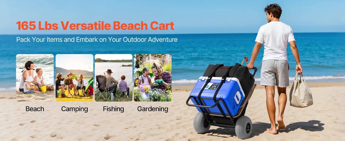 VEVOR Beach Dolly 165 LBS with 9 in Balloon Wheels overview