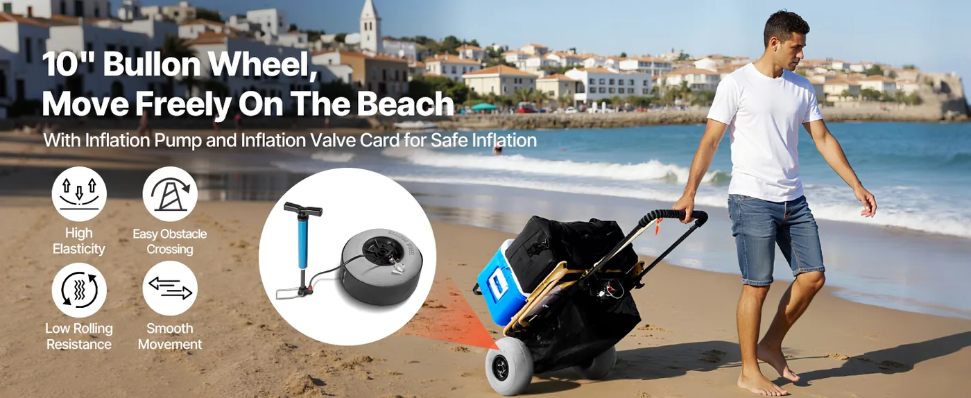 VEVOR Beach Dolly 165 LBS with 9 in Balloon Wheels load capacity detail 2