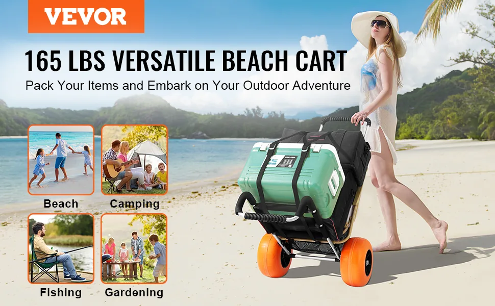VEVOR Beach Dolly 165 LBS with 12 in Solid Wheels overview