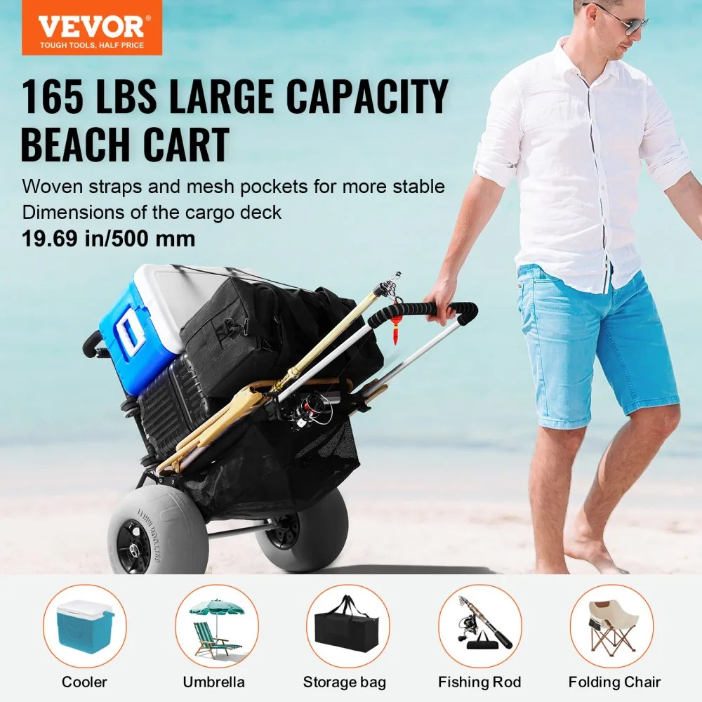 VEVOR beach cart pulling gear across sand