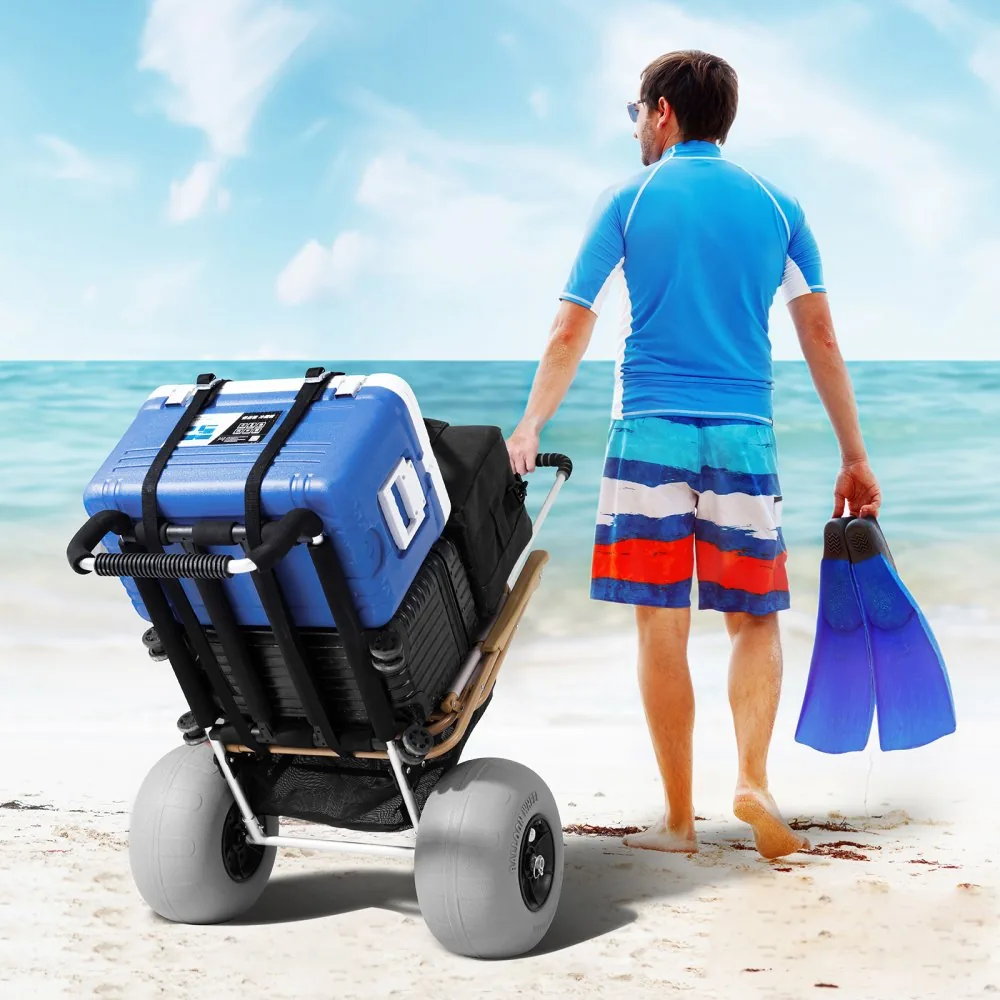 VEVOR beach cart folded for storage