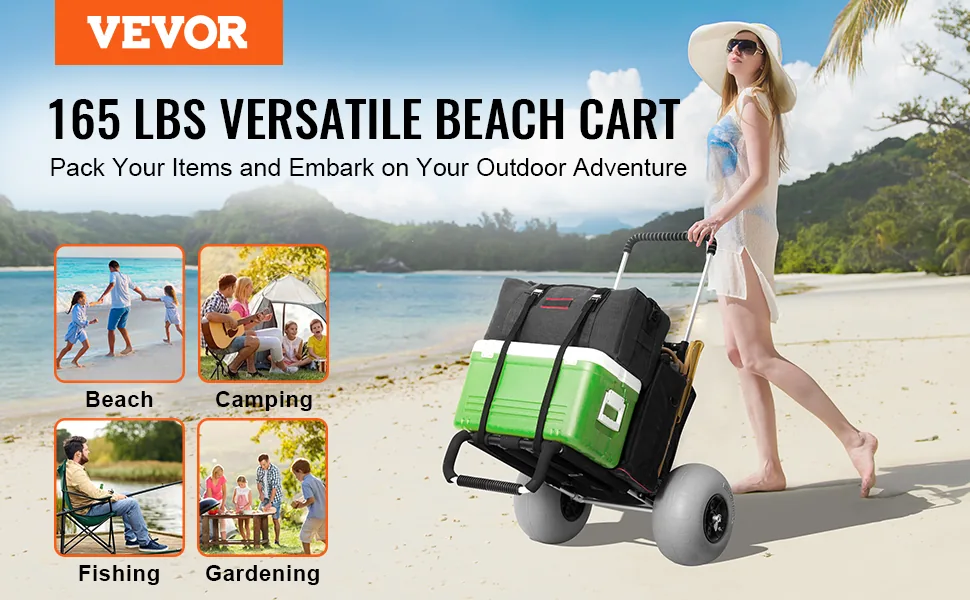 VEVOR beach dolly carrying beach gear on sand