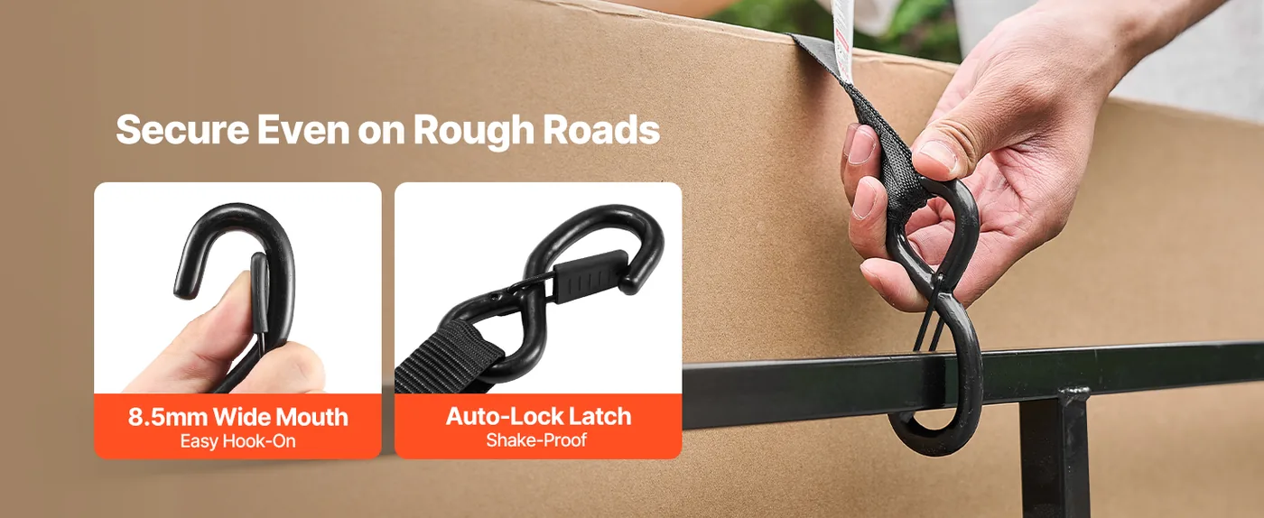 VEVOR Retractable Ratchet Straps 1 inch x 6 ft Lock in Security