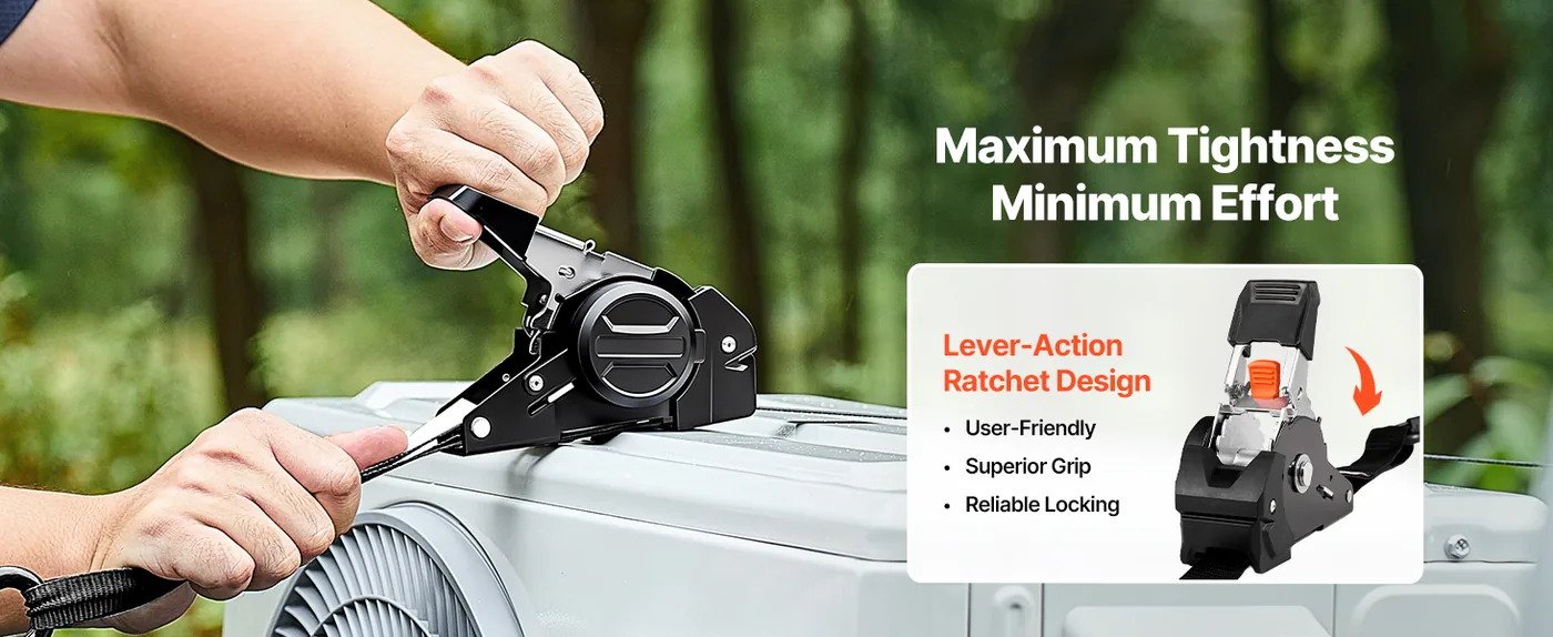 VEVOR Retractable Ratchet Straps 1 inch x 6 ft Effortless Tightening