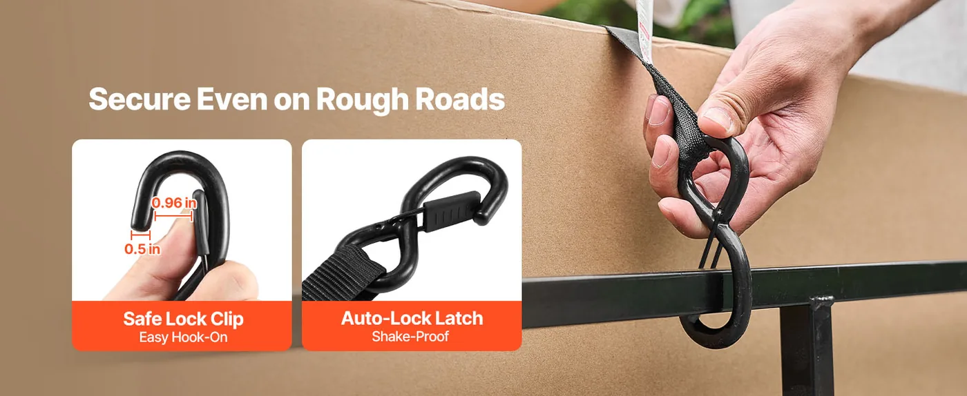 VEVOR Retractable Ratchet Straps 2 inch x 10 ft Lock in Security